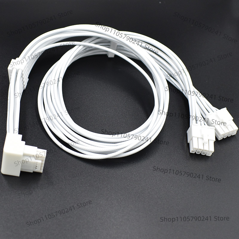 Dual 8Pin To 16Pin 12Vhpwr Cable - White 16AWG Braided Pattern Cable for