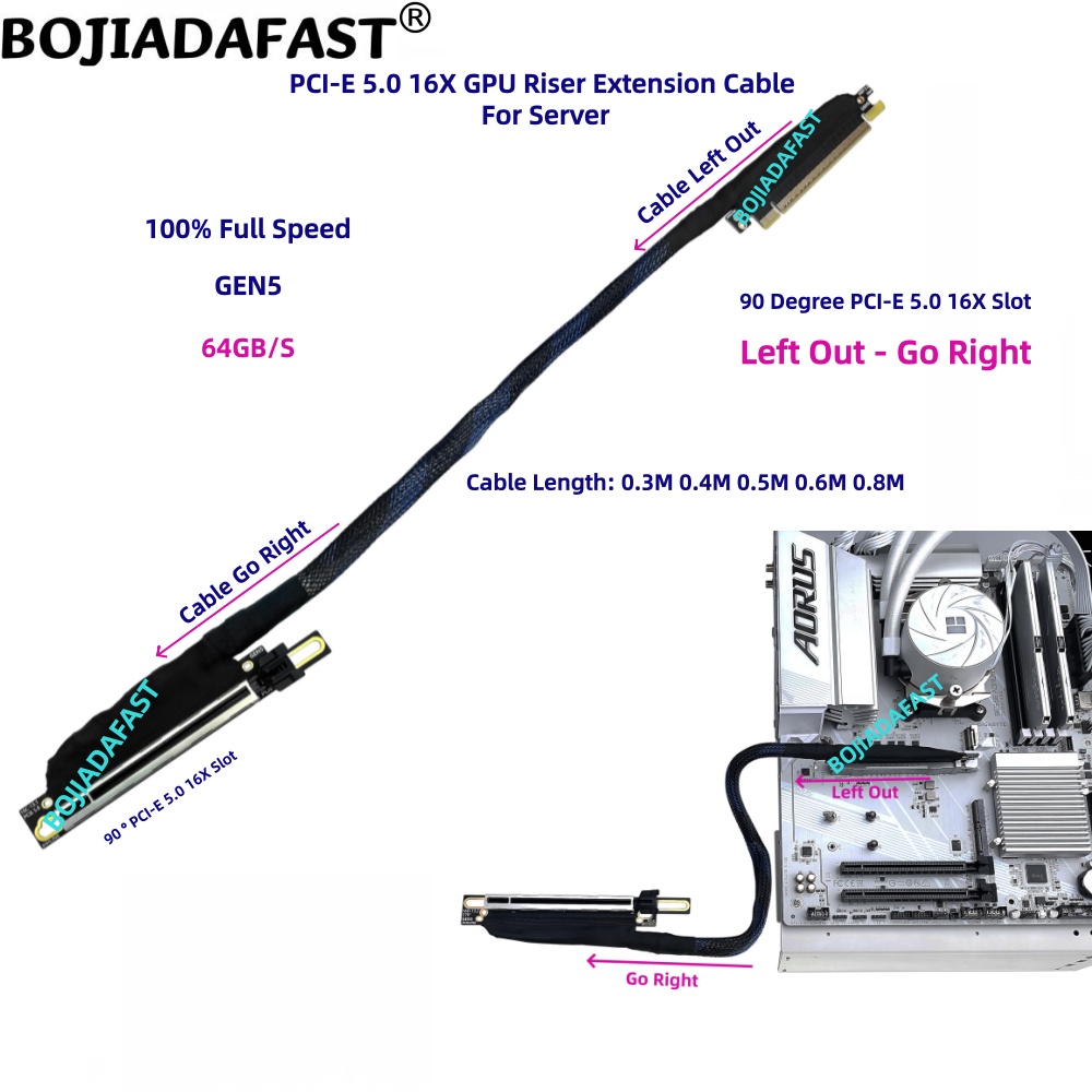 90 Degree PCI-E 5.0 16X to PCI - огляд і ціна Pcie 5.0 Gpu Riser Cable